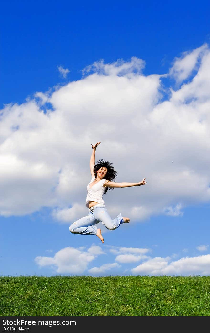 Young Woman Is Jumping