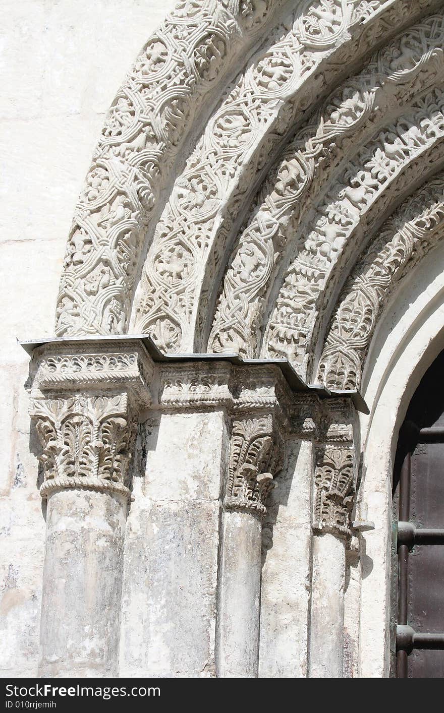 The ancient ornaments which have been cut out on a stone for an ornament of a cathedral. The ancient ornaments which have been cut out on a stone for an ornament of a cathedral.