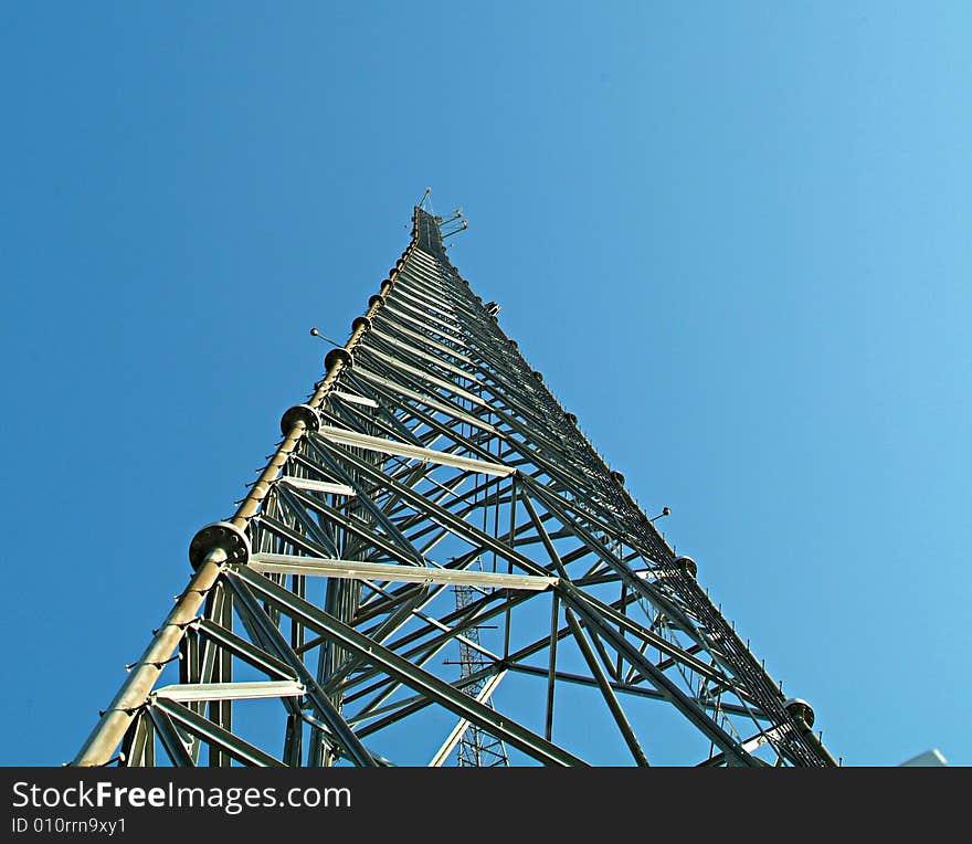 Looking up from bottom of radio tower