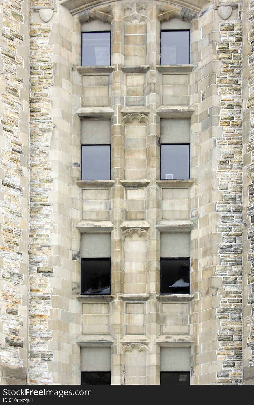 Stone brick wall with windows in old style. Stone brick wall with windows in old style