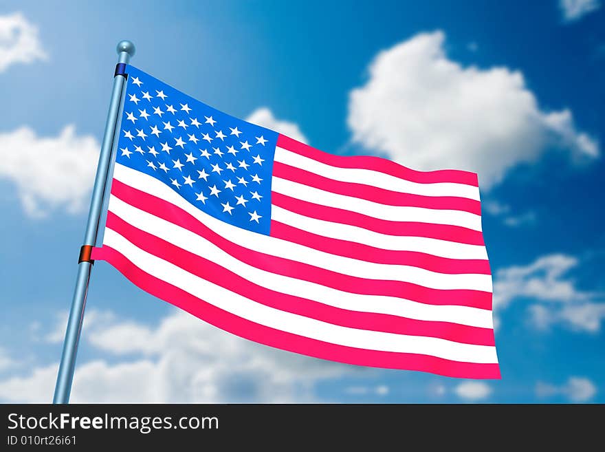 American flag on the nature background