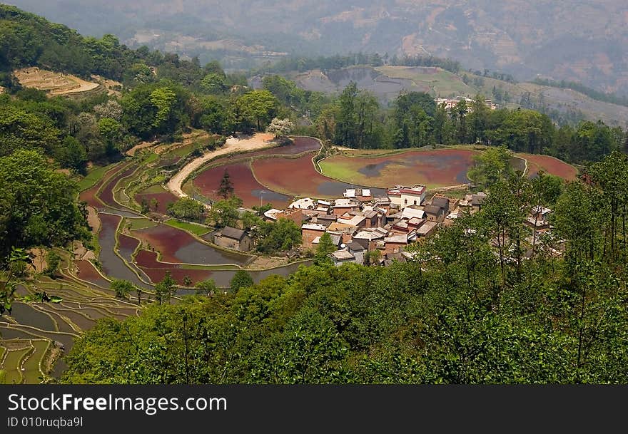 Terraced field in Yunyang, Yunnan provice of China. Terraced field in Yunyang, Yunnan provice of China.