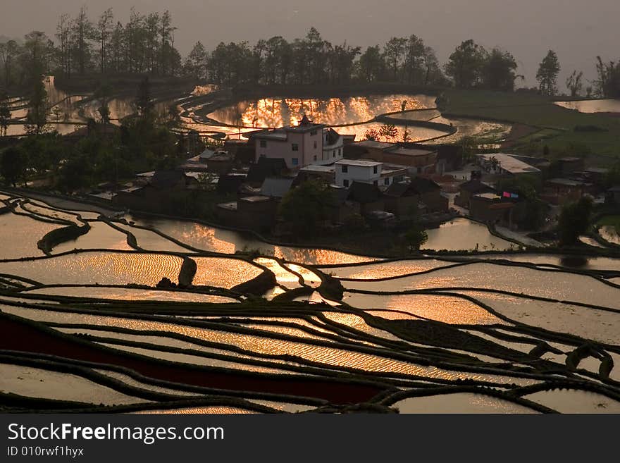 Terraced field in Yunyang, Yunnan provice of China.