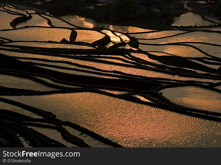 Terraced field in Yunyang, Yunnan provice of China.