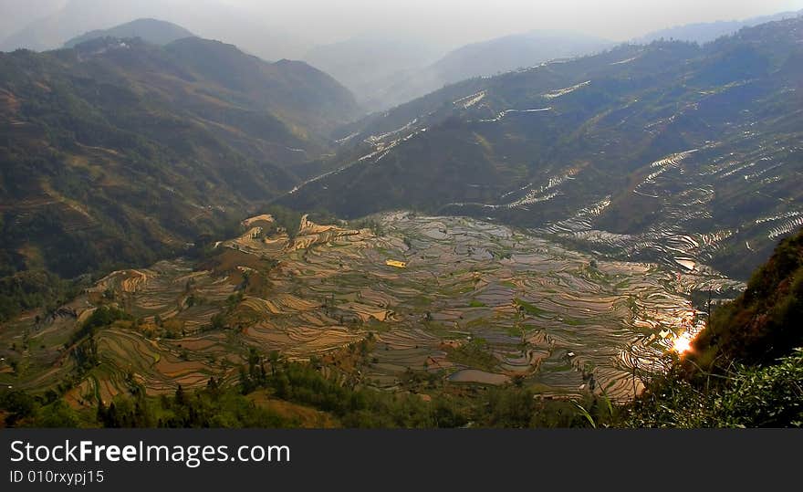 Terraced field in Yunyang, Yunnan provice of China.