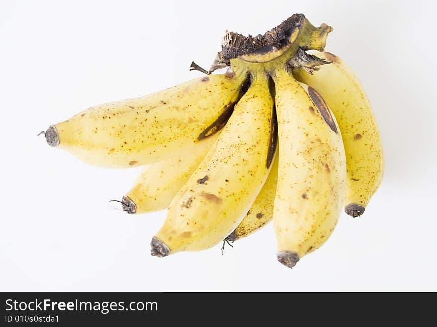 A cluster of bananas on white background