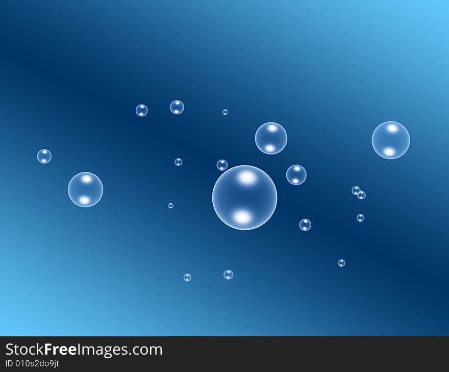 Bubbles float on dark blue background. Bubbles float on dark blue background