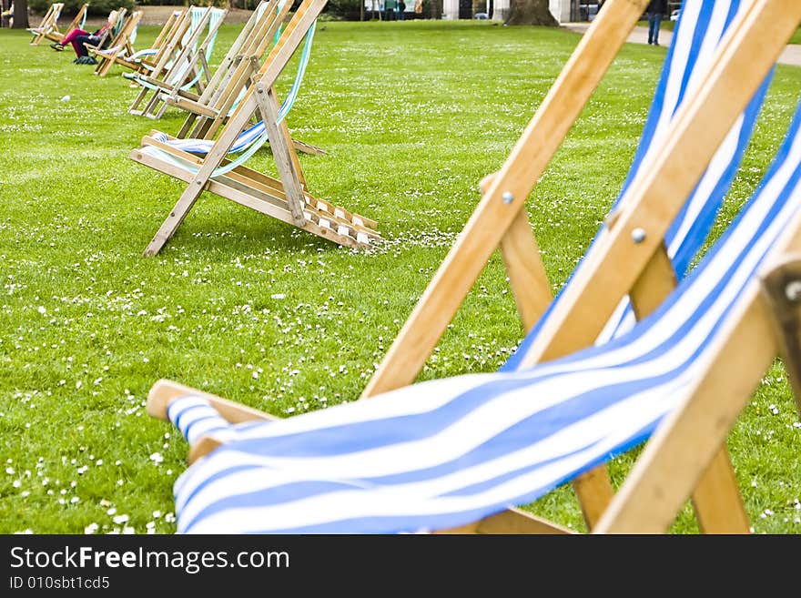 Vacant deck chairs