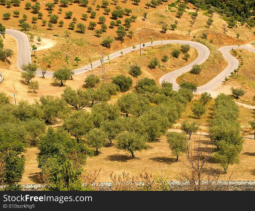 Picture of the snake road taken from Braganca Castle in Portugal. Picture of the snake road taken from Braganca Castle in Portugal