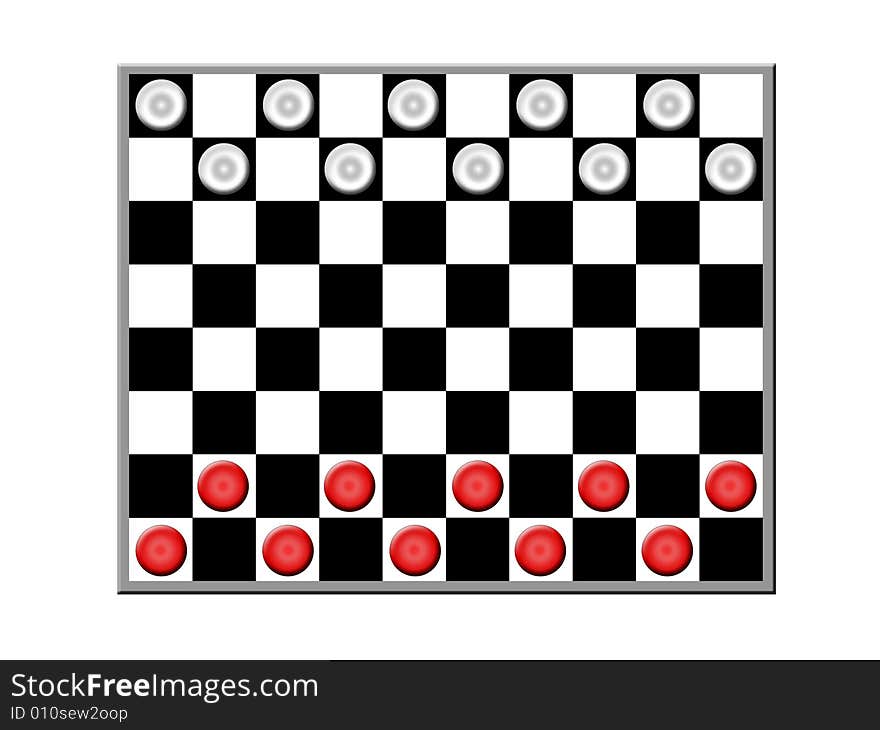 Checkers on the board illustration. Checkers on the board illustration