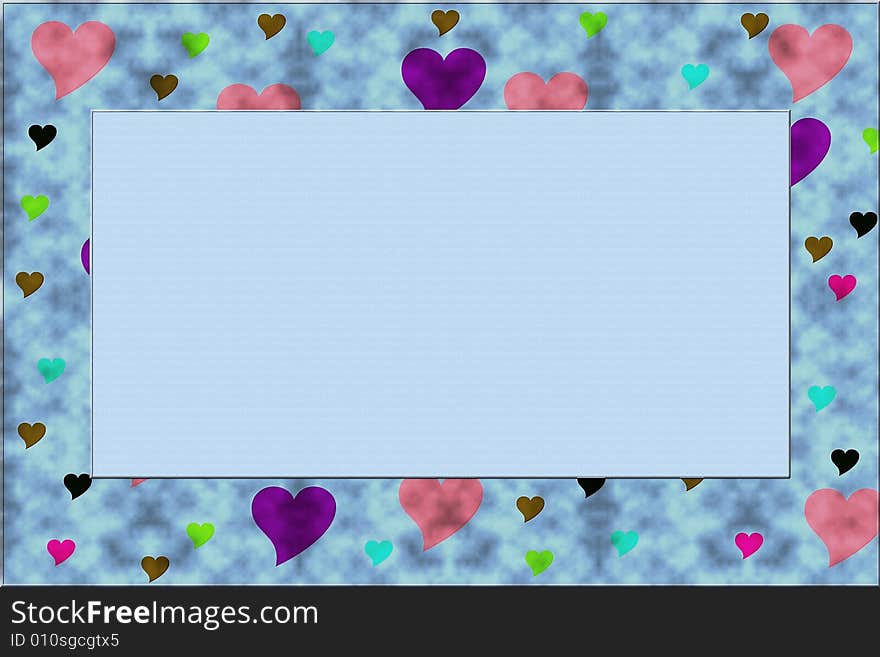 Simple frame with hearts multicolor in isolated background