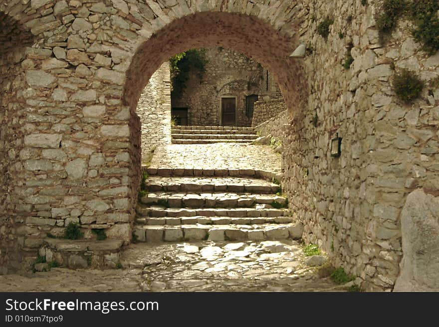 Fortified castle overlooking Napflion near Argo, Greece. Fortified castle overlooking Napflion near Argo, Greece