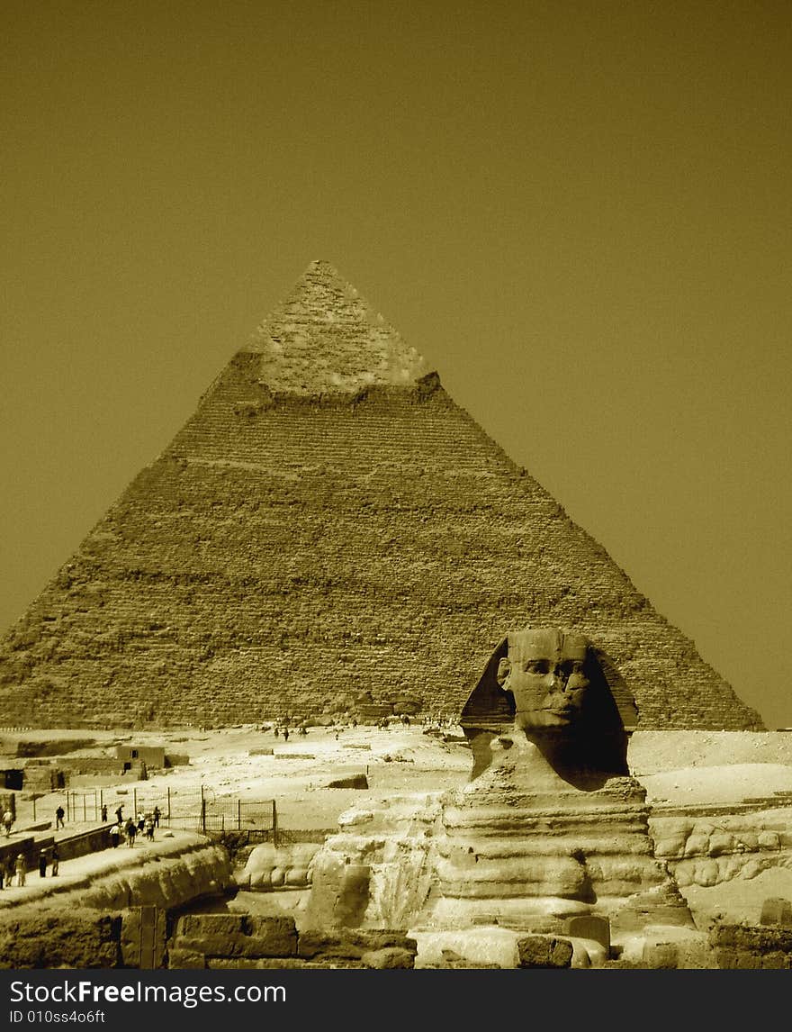 Sphinx and pyramid in Giza - Egypt