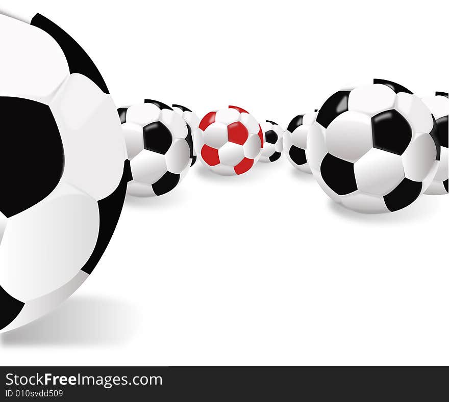 Balls for football, red and black