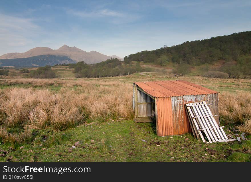 Landscape with an old shed