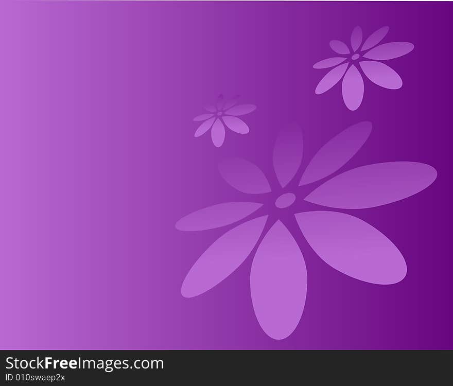 Violet background  with three flowers. Violet background  with three flowers