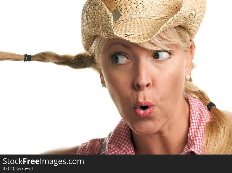 Attractive Blond with Cowboy Hat