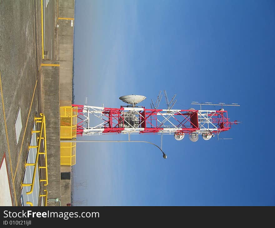 Communications array on top of a hydro-electirc dam. Communications array on top of a hydro-electirc dam.