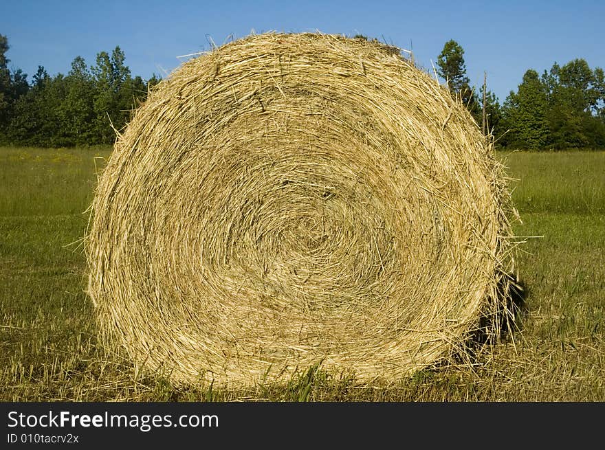 Hay Bale Roll Blue Sky