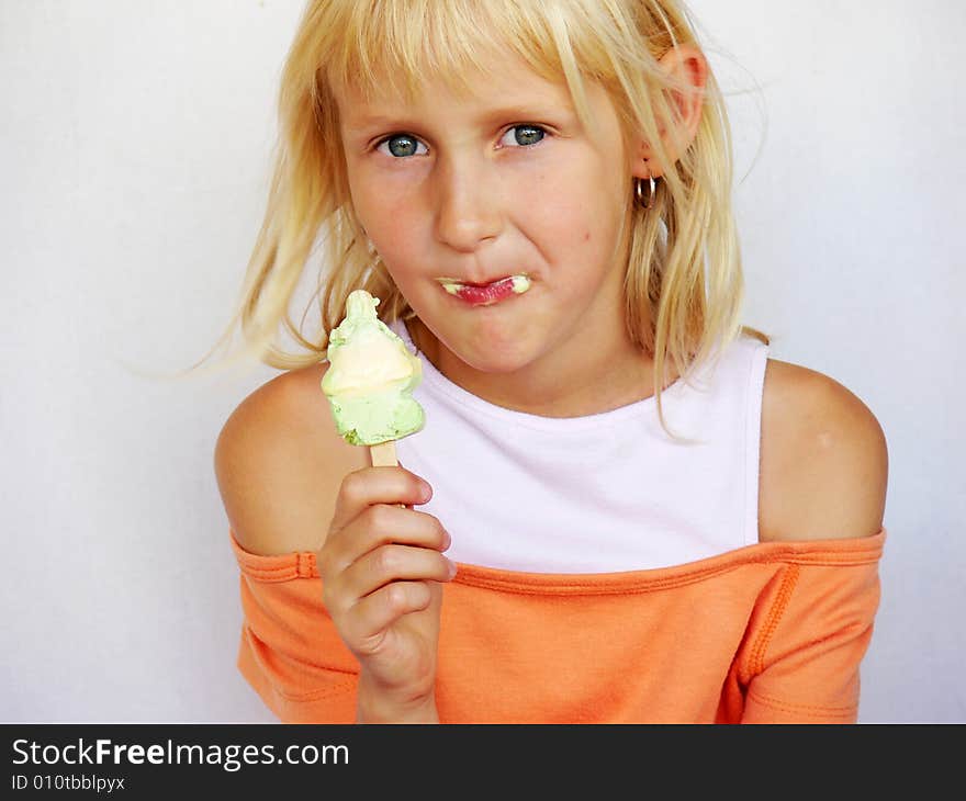 Adorable Girl With Ice Cream