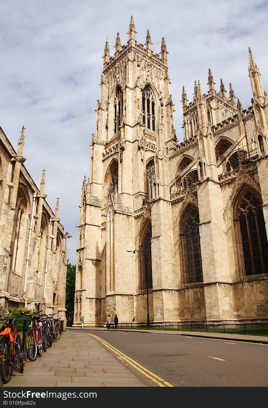 View of York Minster and bicycles