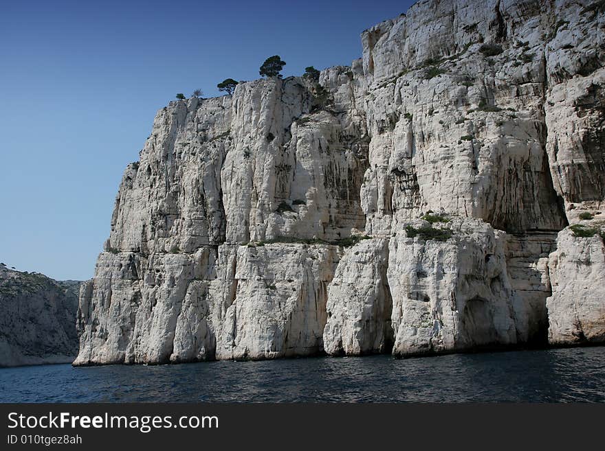 Calanques coastline near Marseille on French Riviera, france, cliffs. Calanques coastline near Marseille on French Riviera, france, cliffs