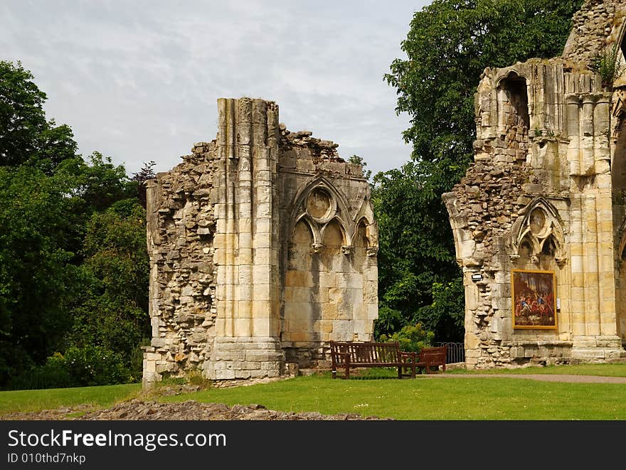 Ruins of St Mary's Abbey, located in York, England