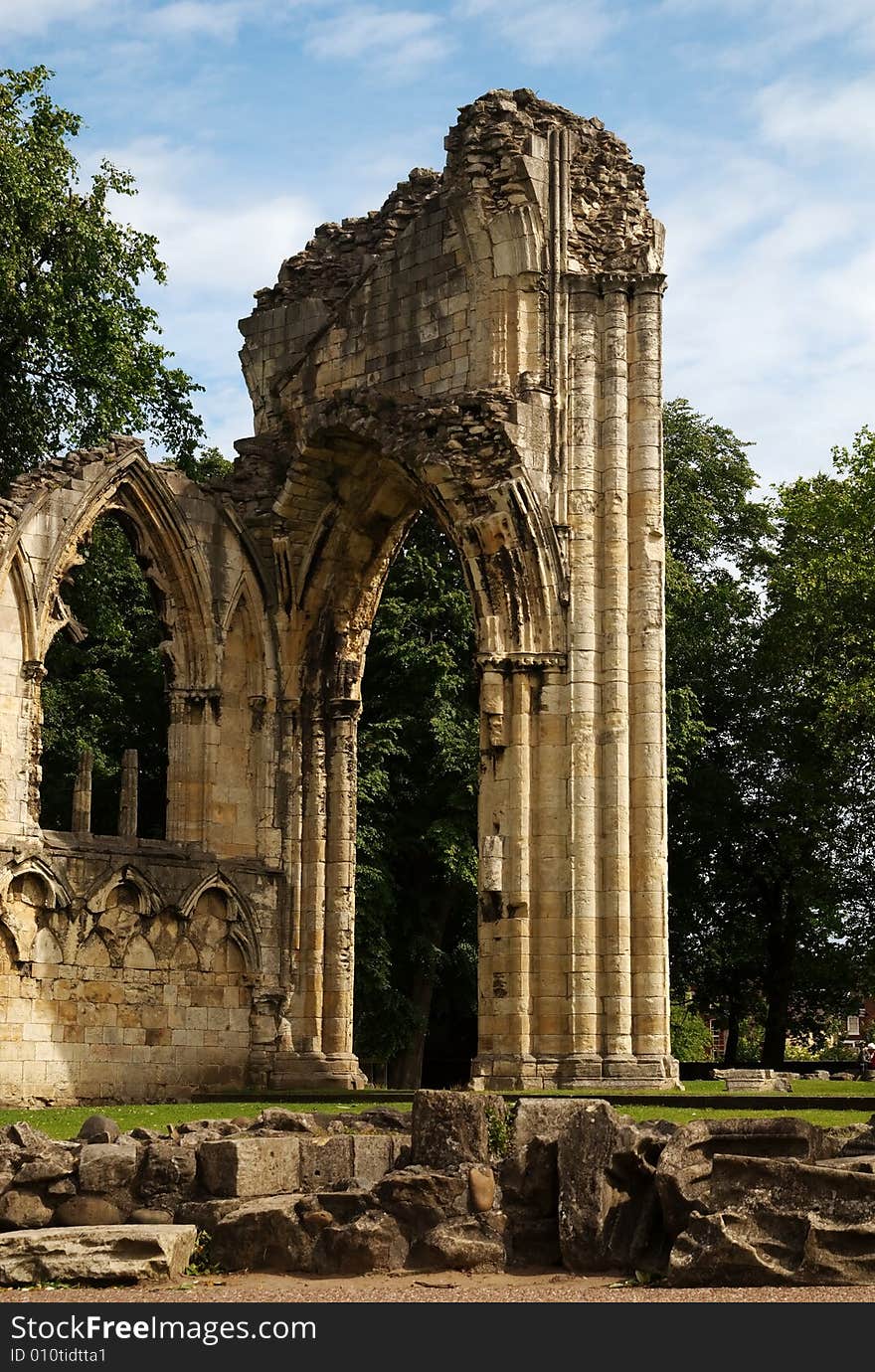 Ruins of St Mary's Abbey, located in York, England