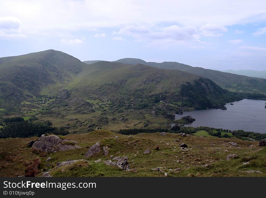 An evenings view of winding roads through the mountains of kerry. An evenings view of winding roads through the mountains of kerry