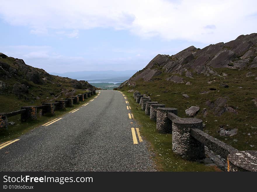 An evenings view of winding roads through the mountains of kerry. An evenings view of winding roads through the mountains of kerry