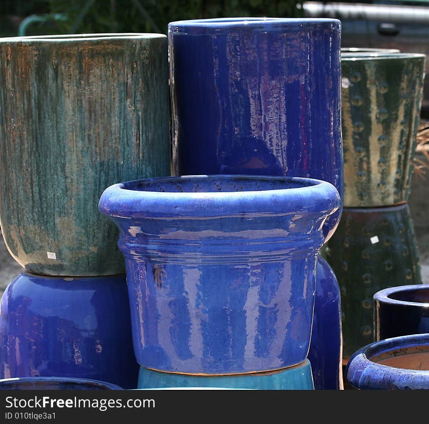 Colourful ceramics on the French Riviera, blue pottery