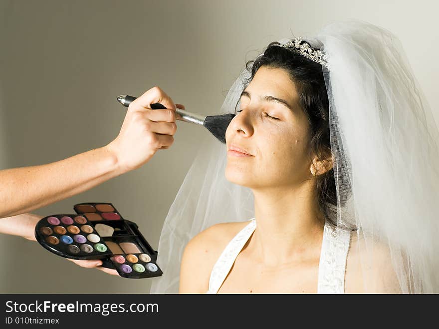 Engaged Woman Getting Make-up Done - horizontal