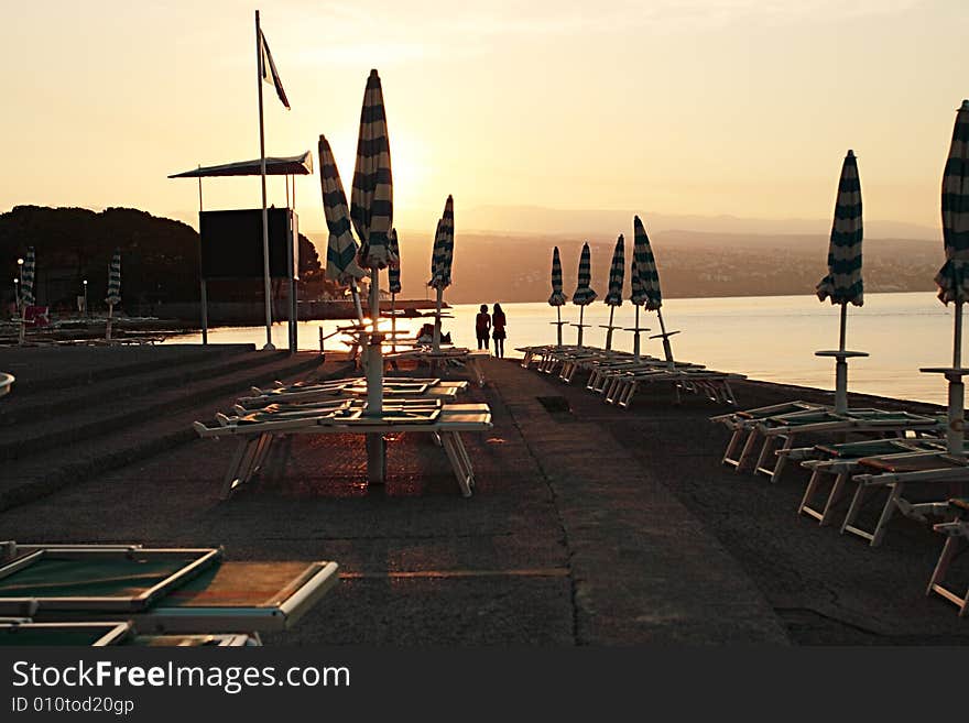 Morning on coast of the mediterranean sea.