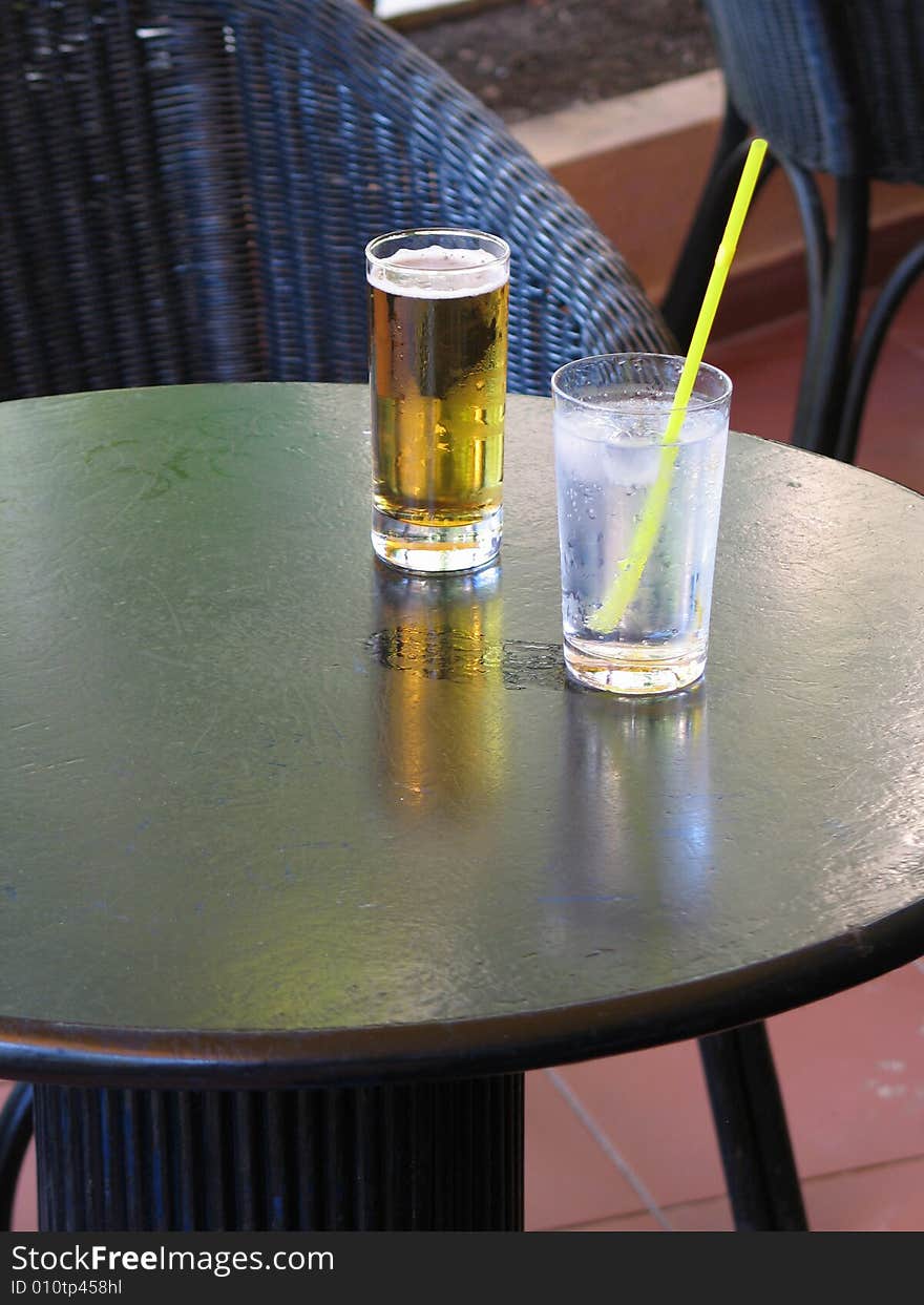 Drinks on a table