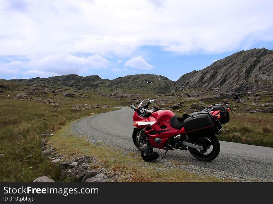 Motorcyclist out on a day of touring the country. Motorcyclist out on a day of touring the country