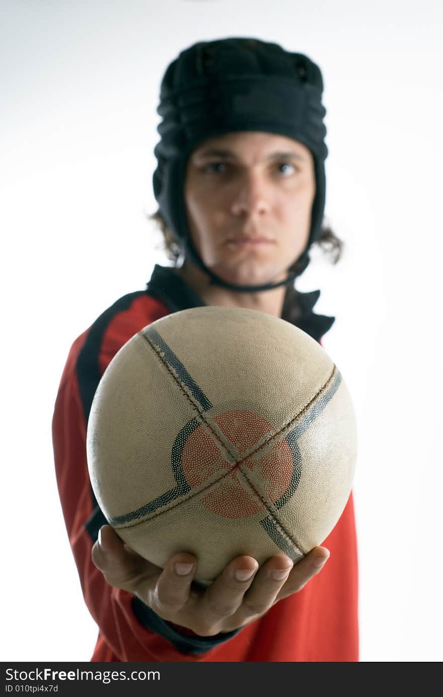 Man Holding a Football - Vertical