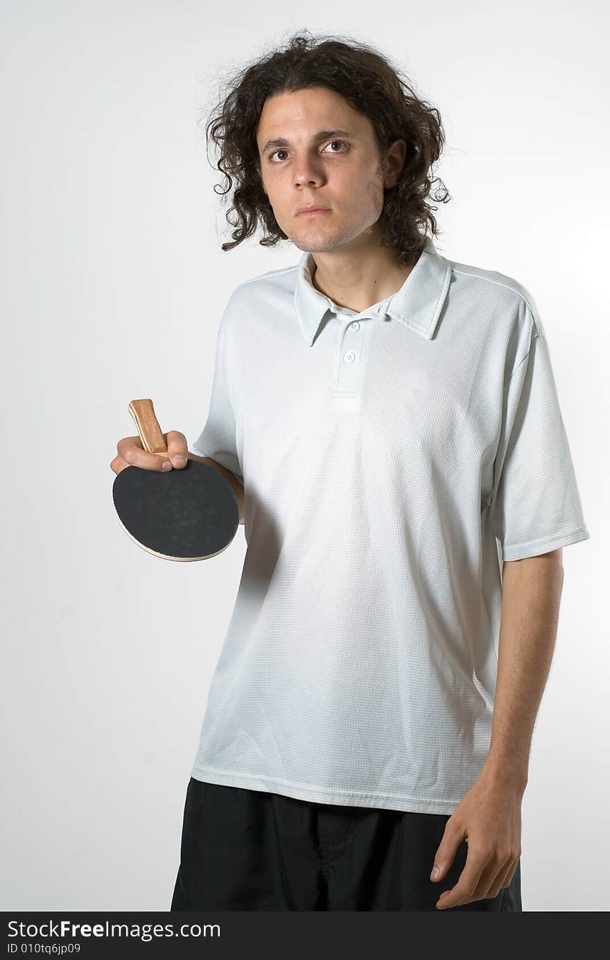 Man With Ping-pong Paddle-Vertical