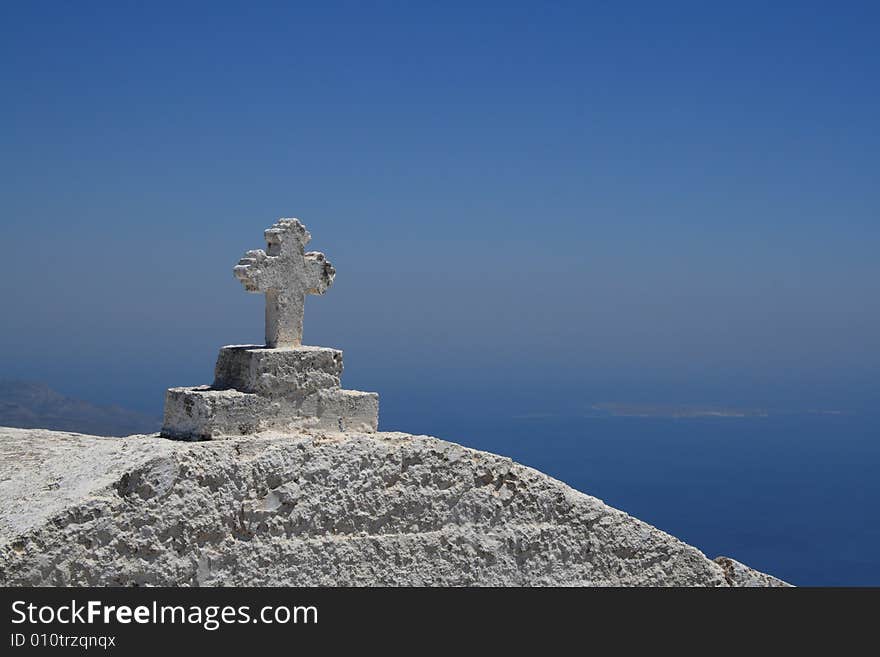 Cross on a greek church. Cross on a greek church