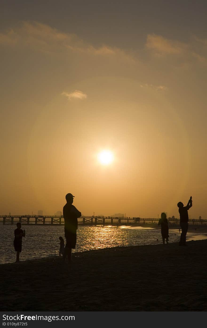 Silhouettes At Seal Beach