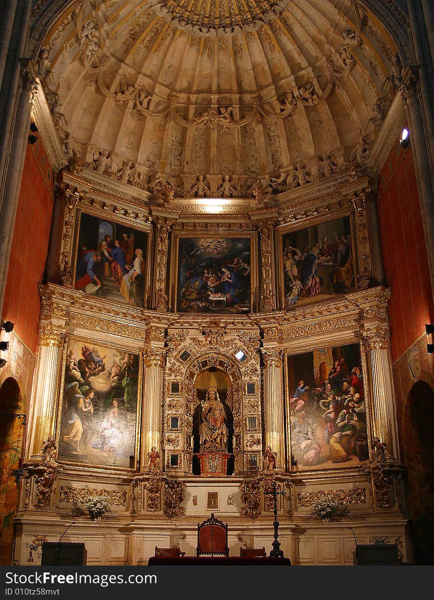 Altar in a Monastery in Vid in Ribera de Duero, Spain. Altar in a Monastery in Vid in Ribera de Duero, Spain