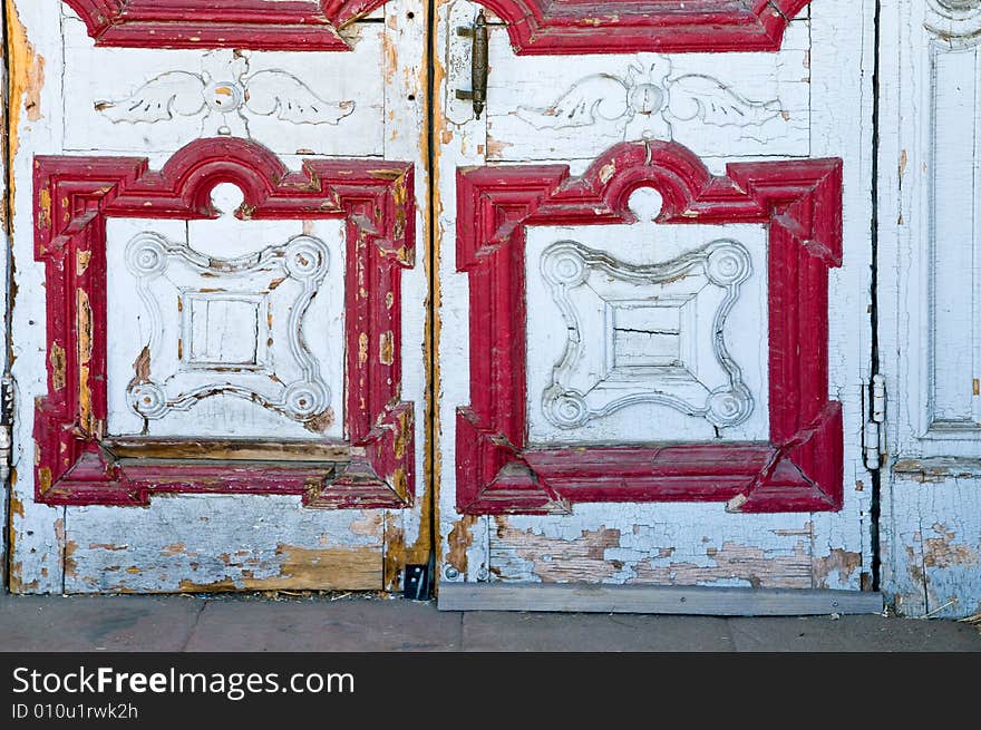 Crafty vintage wooden door closeup details