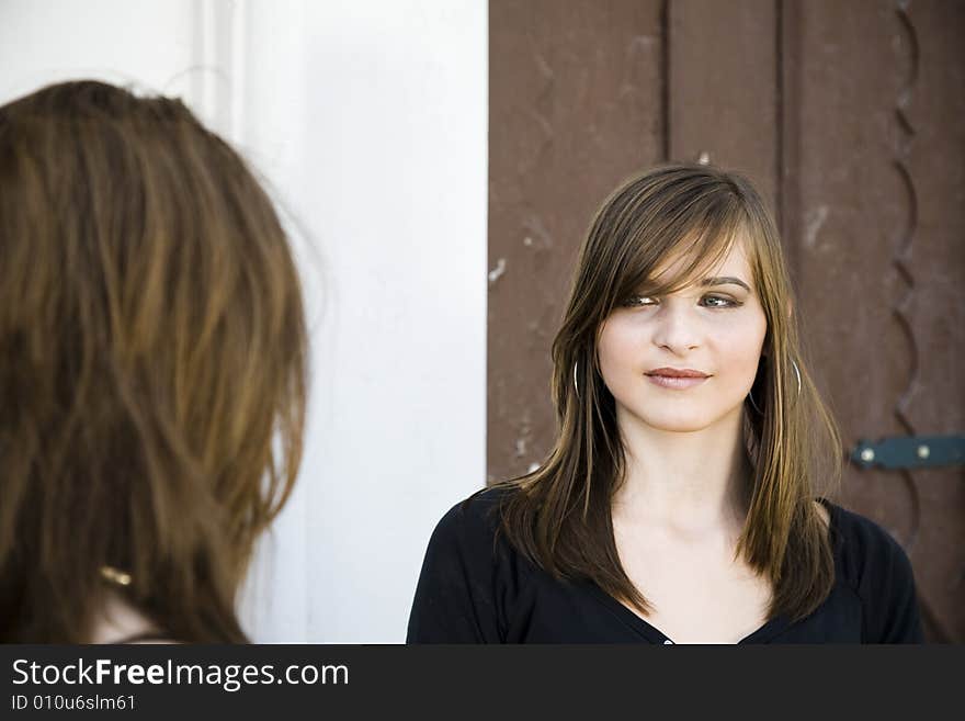 Two Teenager Friends Near The Building