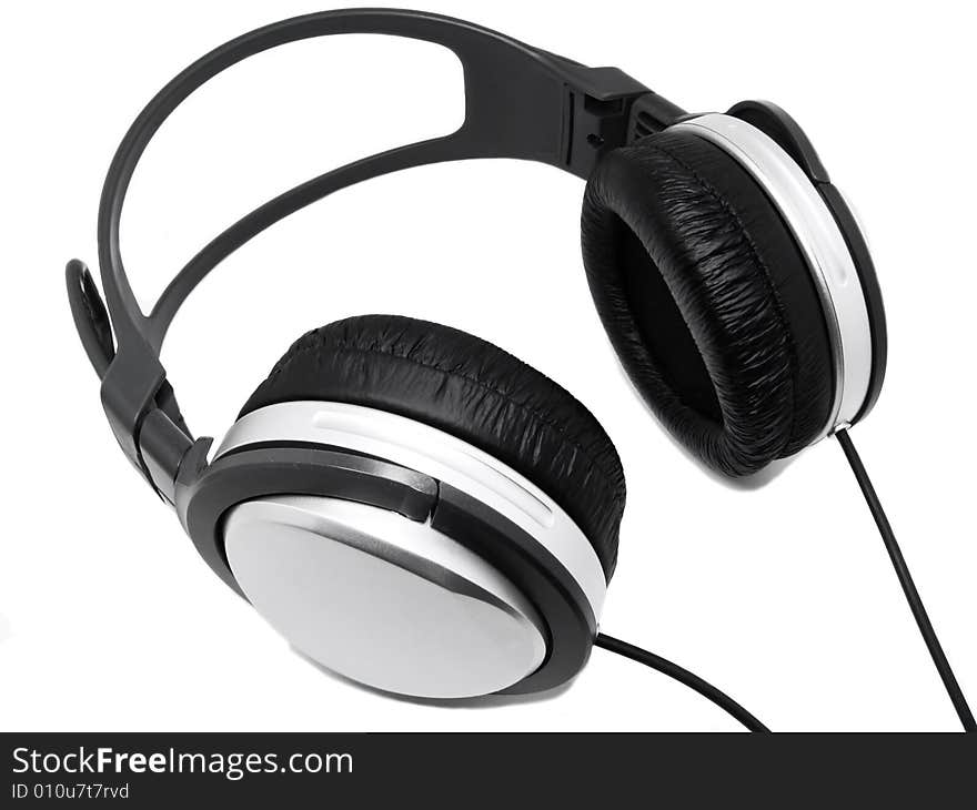 Isolated silver high quality headphones. Isolated silver high quality headphones.