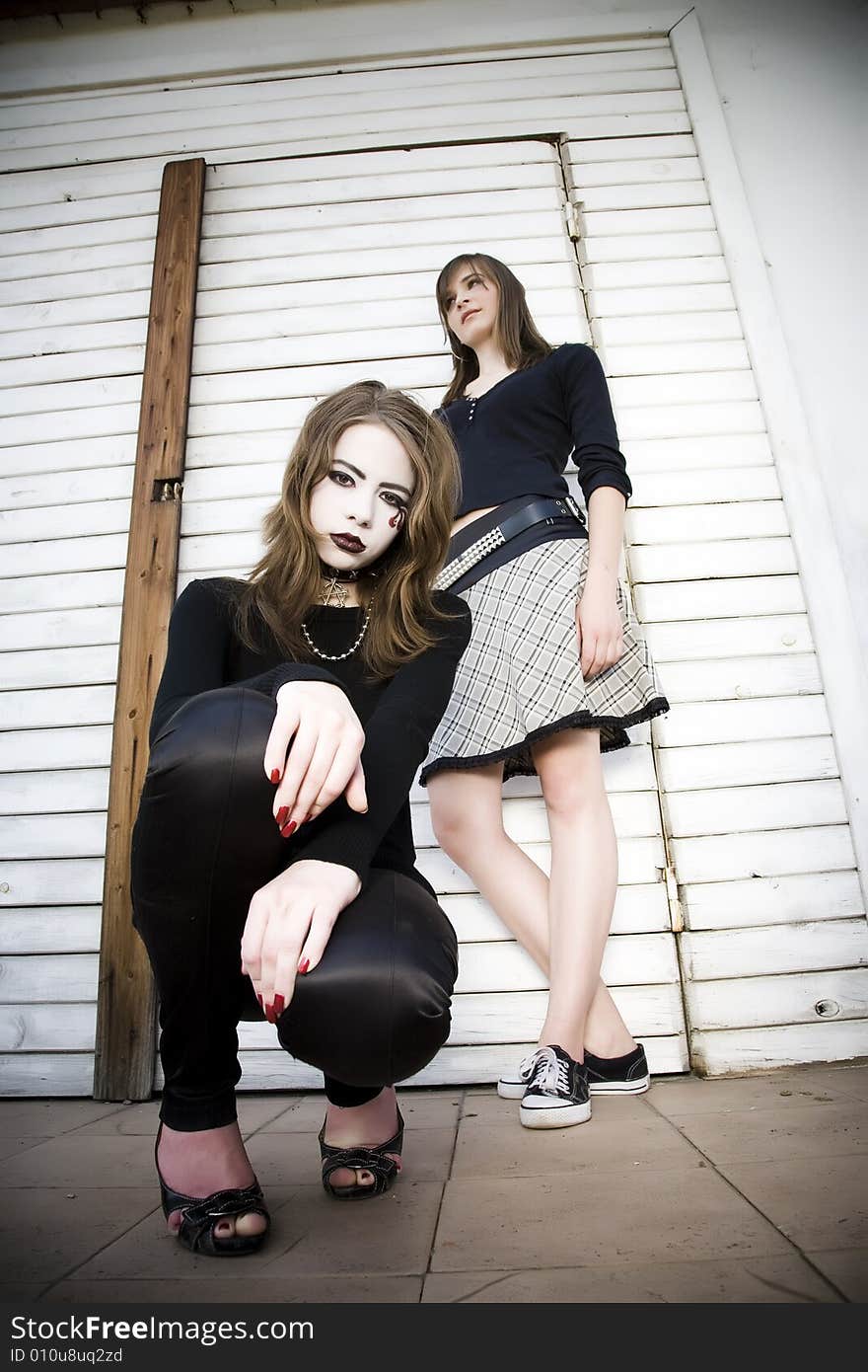 Young Goth Girl Crouching Down