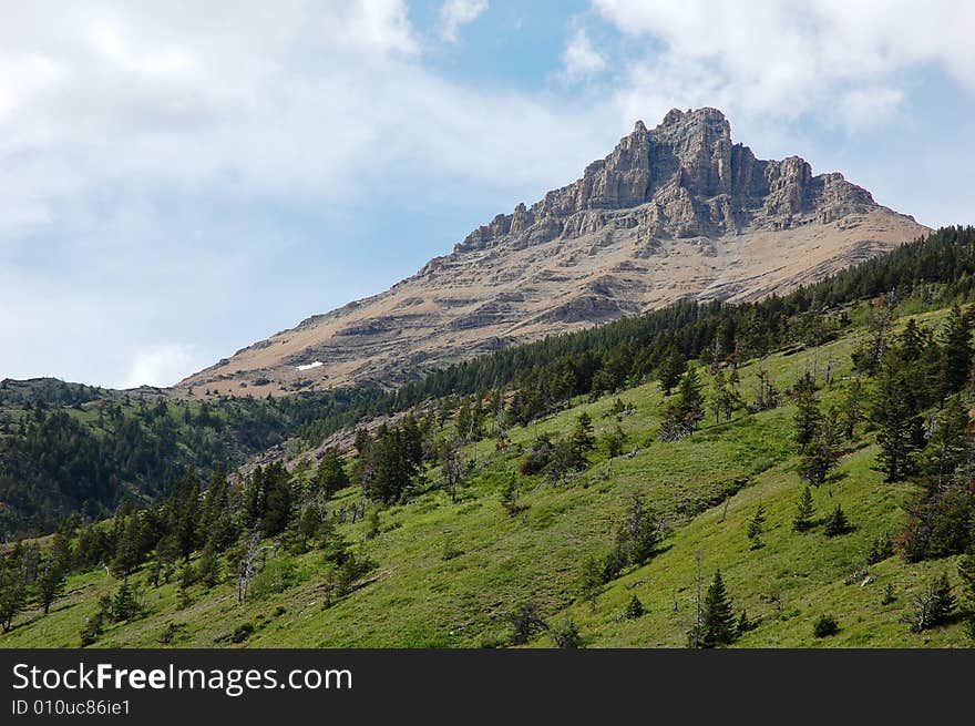 Mountains and hillside grassland in waterton lakes national park, alberta, canada. Mountains and hillside grassland in waterton lakes national park, alberta, canada