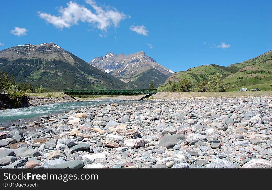 Hillside riverbank in waterton lakes national park, alberta, canada. Hillside riverbank in waterton lakes national park, alberta, canada