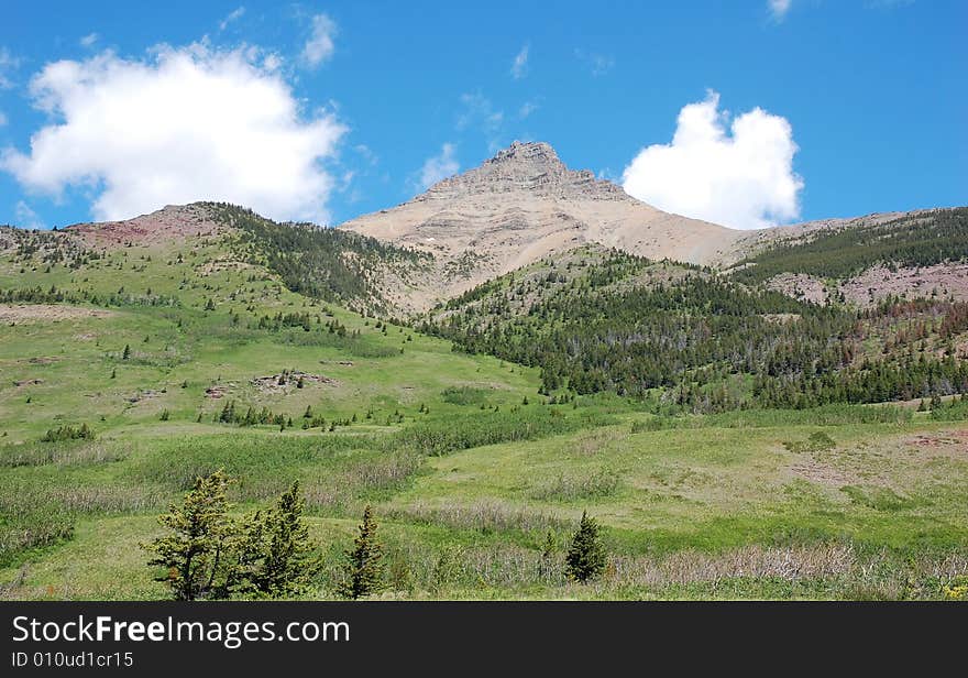 Rocky mountians and hillside grassland in waterton lakes national park, alberta, canada. Rocky mountians and hillside grassland in waterton lakes national park, alberta, canada