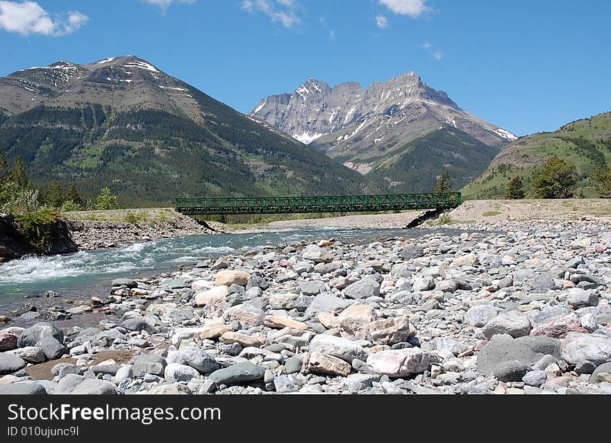 Hillside riverbank in waterton lakes national park, alberta, canada. Hillside riverbank in waterton lakes national park, alberta, canada