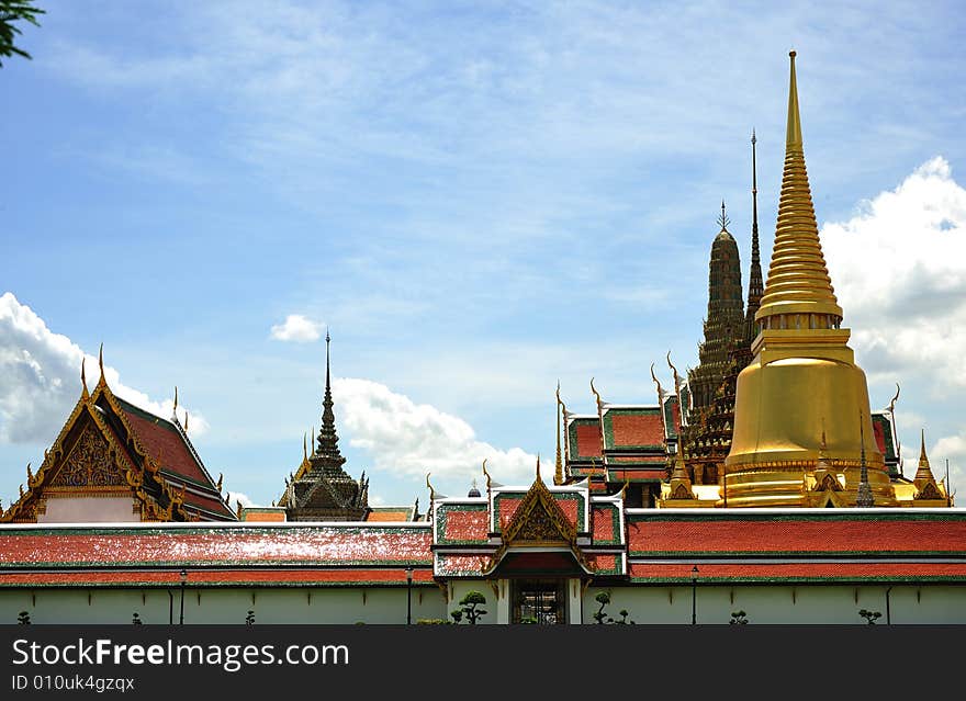 Thailand Bangkok; the wat Phra Kaew shelter the most sacred image of Thailand the Emerald Buddha. The temple is situated in the northeast corner of the Grand Palace. Thailand Bangkok; the wat Phra Kaew shelter the most sacred image of Thailand the Emerald Buddha. The temple is situated in the northeast corner of the Grand Palace.