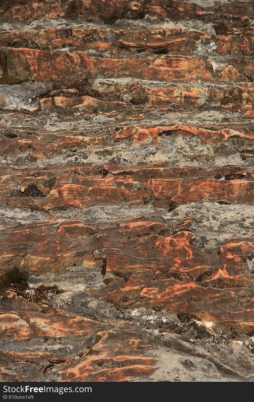 Unique patterns of erosion and colors on an exposed section of canyon rock. Unique patterns of erosion and colors on an exposed section of canyon rock